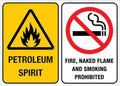 Petroleum Spirit Fire Naked Flame And Smoking Prohibited 12X8 Inch Tin Sign Great For Garden And Yard Wall Decor