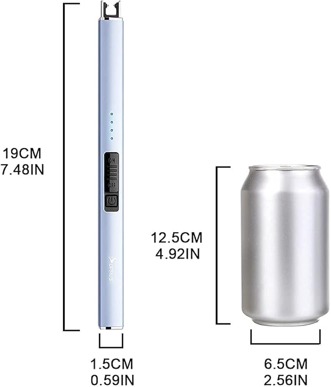 SUPRUS Electric Lighter Arc Windproof Flameless USB Rechargeable Lighter with Safety Lock for Candle BBQ Camping (Blue)