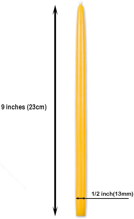 100% Beeswax 5 Hour Burning Candles Organic Hand Made - 9 Inches Tall, 1/2 Inch Thick; Tapers (36)