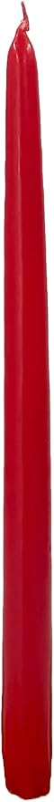 D'light Online Elegant Unscented 12" Red Taper Candles Premium Quality Hand-Dipped Tapered Candles, Dripless and Smokeless - Set of 12 Individually Wrapped (12 Inch, Red)