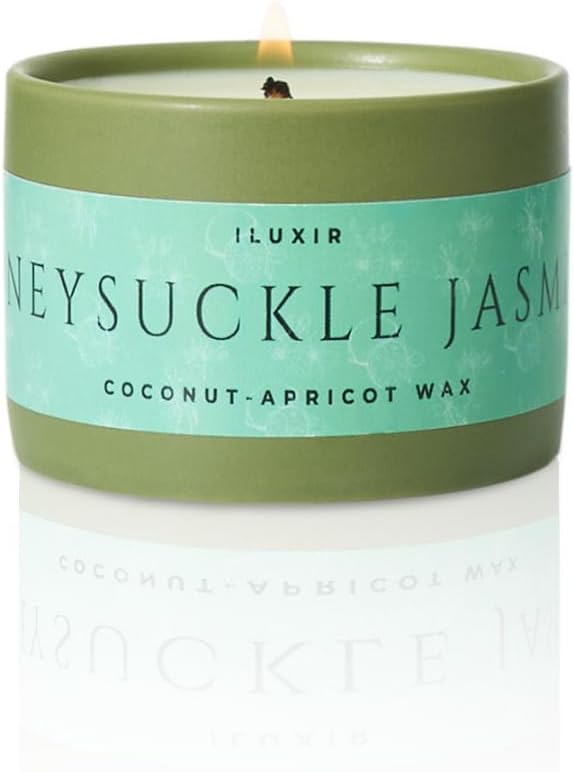Honeysuckle Jasmine Candle – Fresh Floral Scented Candle with Lemon Violet & Wood, Organic Coconut Apricot Wax, Hand-Poured, Non-Toxic, Cruelty-Free, 5 oz for Home, Living Room & Office
