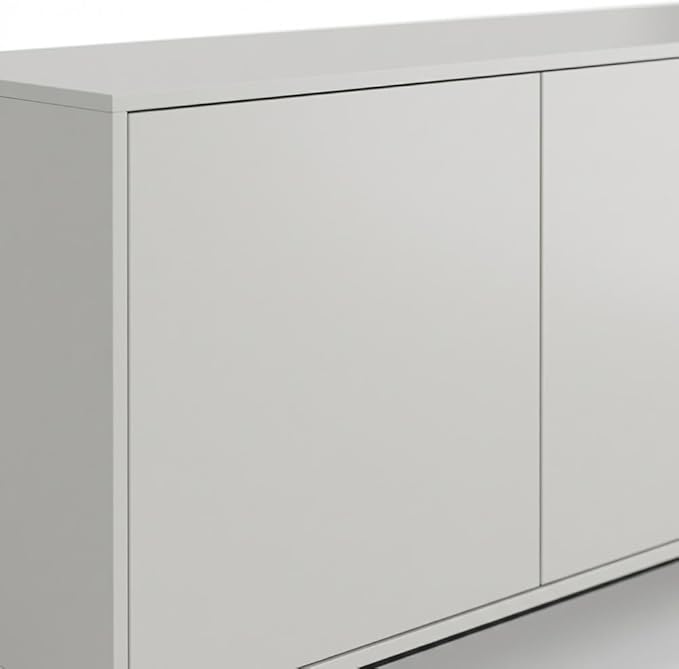 Furnifact White Laminate TV Console, Four Doors, Engineered Wood, Modern Transitional Industrial Style, Durable, Stylish for Living Room