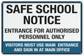 Vintage Aluminum Sign Safe School Notice Entrance For Authorised Personnel Only Aluminum Metal Warning Sign Uvresistance Waterproof Easy To Install For House And Business 12"X8"