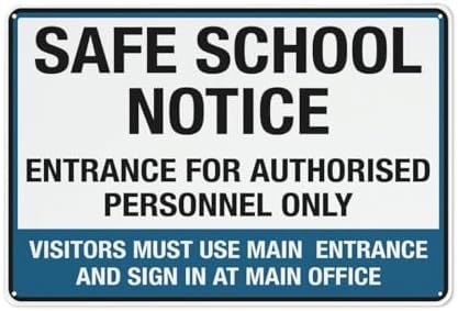 Vintage Aluminum Sign Safe School Notice Entrance For Authorised Personnel Only Aluminum Metal Warning Sign Uvresistance Waterproof Easy To Install For House And Business 12"X8"