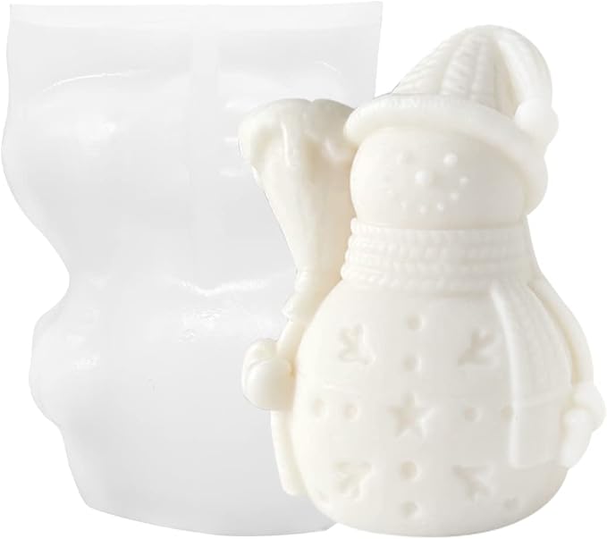 Snowman Candle Silicone Mold for DIY Candle Making, Christmas Decor, Soap Molding, Holiday Crafts, Resin Casting