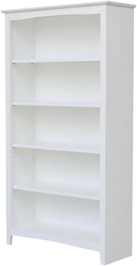 Furnifact White Bookcase with Lightweight Design, Easy-to-Clean Surface, Modern Style, Sturdy Construction for Home or Office Storage