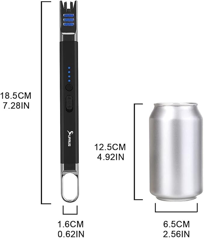SUPRUS Candle Lighter Electric Arc Lighter Windproof Flameless USB Rechargeable Lighter with LED Light for Candle Camping BBQ Cooking (Black+Champagne Gold)