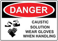 OSHA DANGER Caustic Solution Wear Gloves When Handling Sign With Symbol Metal Sign 8x12 Inch – Safety for Home, Office, or Workplace