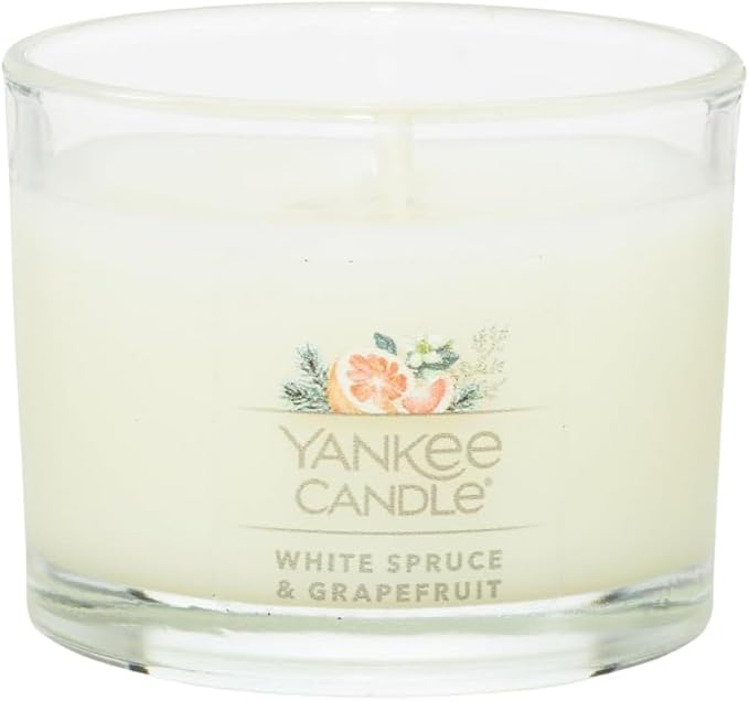 Yankee Candle Signature Votive Mini Candle Jar, White Spruce & Grapefruit Scent, Natural Soy Wax Blend Candle with Natural Fiber Wick, 1.3 OZ Glass Jar (Pack of 6)
