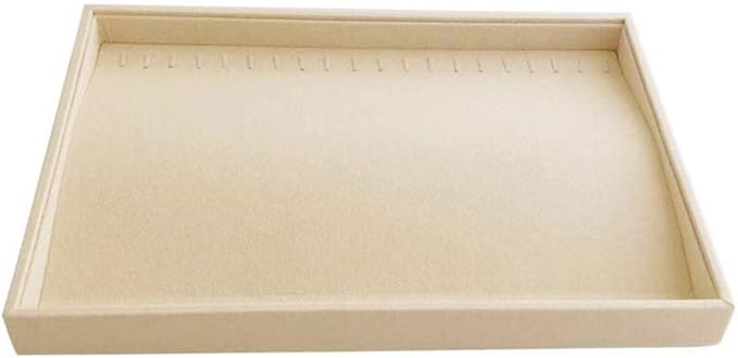 Stackable Jewelry Display Tray Necklace Bracelet Watch Organizer Premium Grad Beige Velvet Home Store Shows Gallery Drawer Divider Closet Organization
