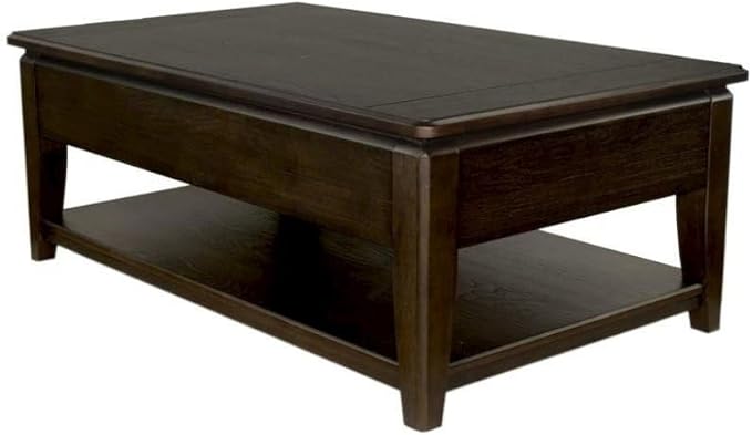 Furnifact Mahogany Lift Top Cocktail Table – Modern Coffee Table with Storage Shelf and Lift Mechanism, Ideal for Entertaining or Living Room Use