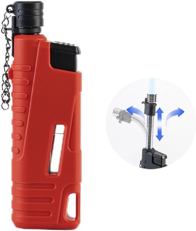 Navpeak Torch Lighter Flexible Wand Telescopic Windproof Jet Flame Lighters Butane Refillable for for Candle Kitchen Outdoor Grill Fireplace Camping(Buatne Not Included)(Red)