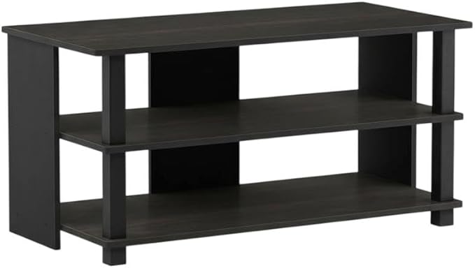 Furnifact Espresso/Black Wood 3-Tier TV Stand, for up to 40-inch TVs, Stylish, Functional, Ample Storage, Modern Design, Living Room, Entertainment Space