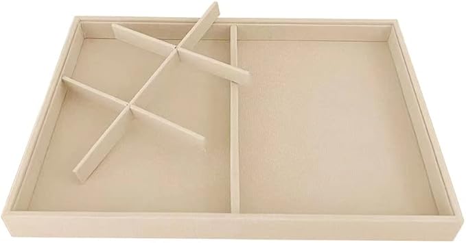 Large Light Beige Premium Quality Velvet Jewelry Display Box Tray Stackable Practical Trade Show Home Store Drawer Divder Closet Organization