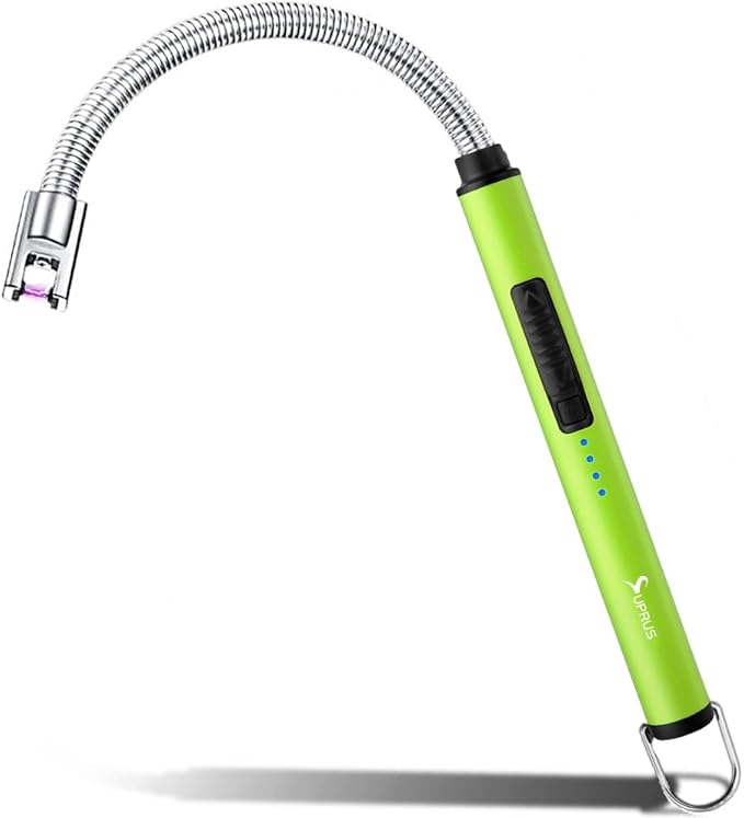 SUPRUS Fluorescent Lighter Glows in The Dark 360°Flexible Neck USB Rechargeable Windproof Triple Safety for Candle Cooking BBQ in Party (Yellow)