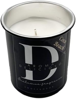 Aroma Delicioso Odor Eliminating Scented Candle - Coco Beach (Coconut Pineapple Scent 8oz Candle Burns 40 to 60 Hours & eliminates Smoke Odor)