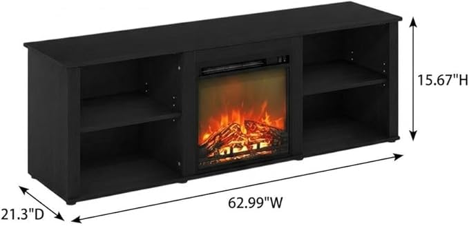 Furnifact Americano Wood TV Stand with Fireplace, 70 Inch Wide Modern Media Console with Durable Construction and Stylish Living Room Design
