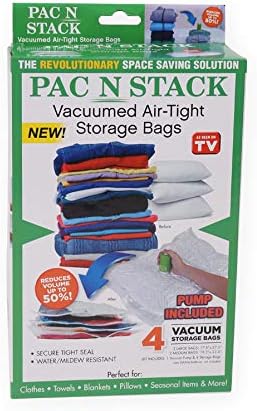 PAC 'N STACK, Handheld Vacuum Sealing Storage with Bags, Easy to Use, Reusable, Waterproof, Cordless, Compact, and Portable, Ideal for Travel, Reduces Volume, with Extra Bags