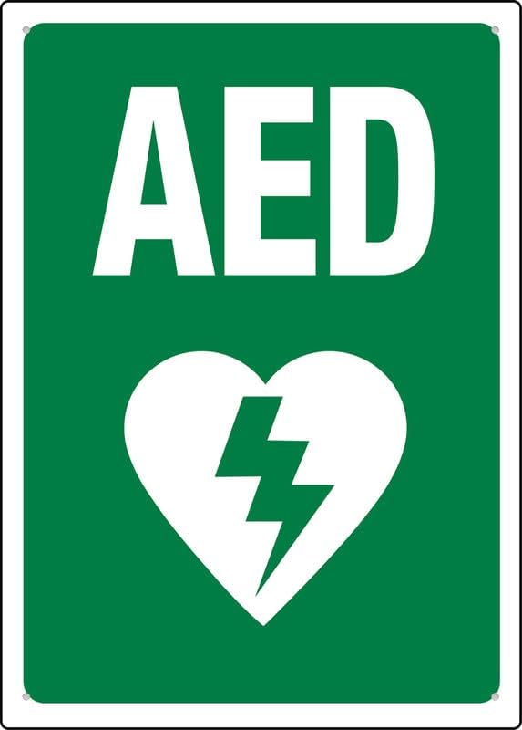 Aed Sign Green And White Signs Outdoor, Uv Printed Aluminum 12 X 8 In, Weatherproof And Security Signs For Home Or Business