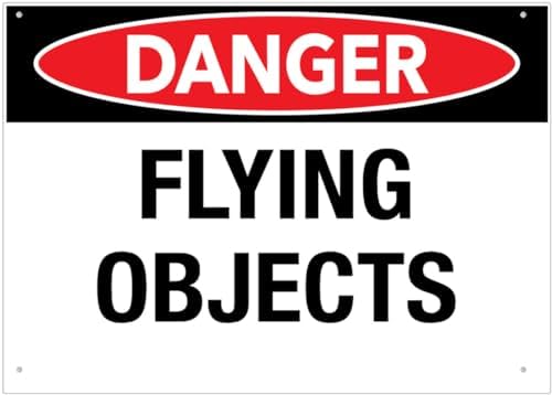 Danger Flying Objects Sign Metal Signs 12X8 Inch Rust Free Aluminum,Uv Ink Printing,Durable/Weatherproof Outdoor For Home