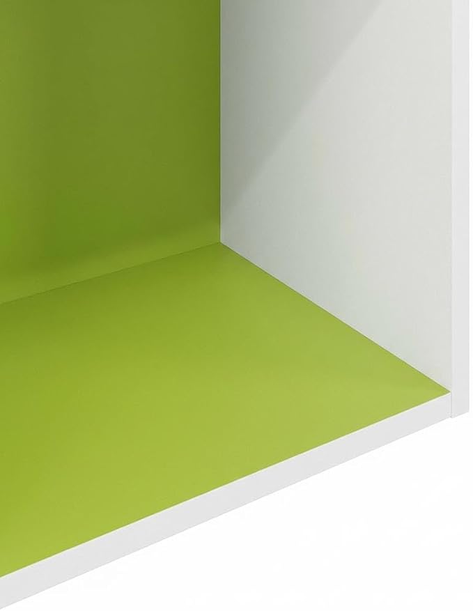 Furnifact Green White 4-Tier Open Shelf Bookcase, Wooden Storage Organizer, Modern Design, Durable Wood Material, Suitable for Living Room or Office