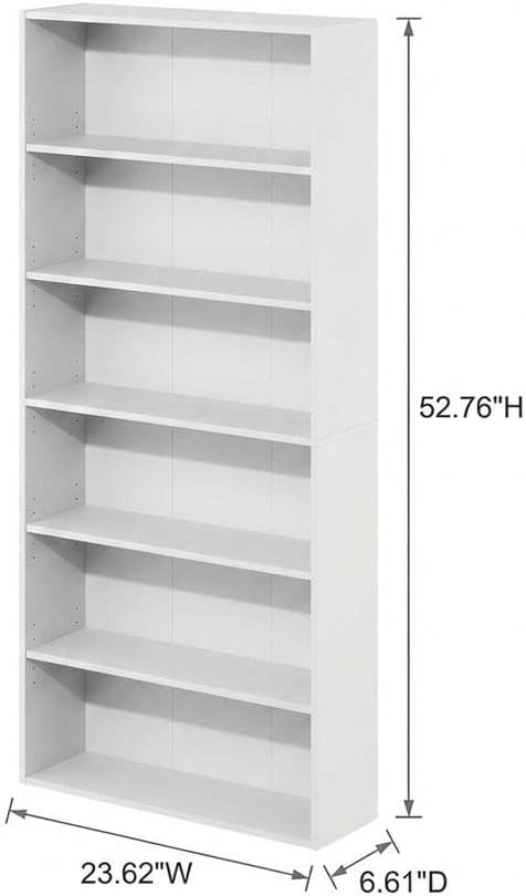 Furnifact White Bookcase with Sturdy Wood Construction, Traditional Design, Modern Storage Solution for Home or Office