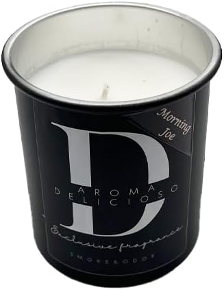 Aroma Delicioso Odor Eliminating Scented Candle - Morning Joe (Warm Vanilla Scent 8oz Candle Burns 40 to 60 Hours & eliminates Smoke Odor)