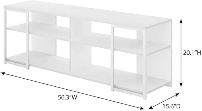 Furnifact White Modern TV Stand for 65-Inch TVs, Metal and Wood Construction, Sleek Storage Design, Stylish and Durable Living Room Furniture