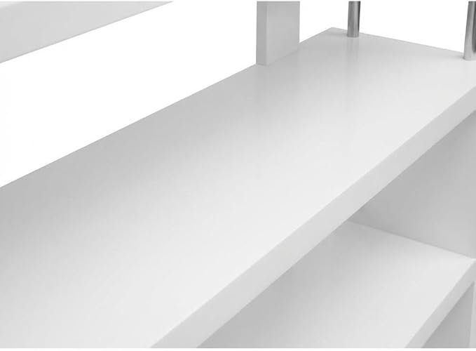 Furnifact White Six-Shelf Modern Bookcase with Engineered Wood, Transitional Style, Durable Construction, Spacious Storage for Living Room or Office