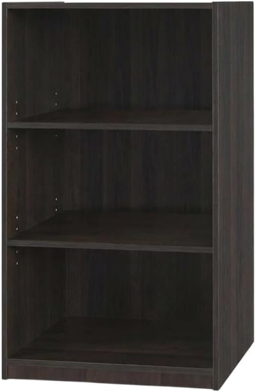 Furnifact Espresso 3-Shelf Bookcase with Sturdy Construction, Spacious Shelves for Books and Decor, Stylish Modern Design for Living Room or Office