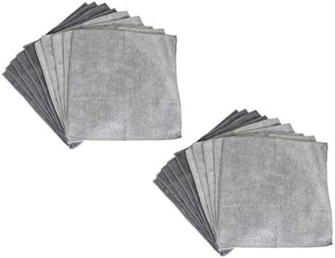 Stainless Steel Microfiber Cleaning Cloths, Attract Dust Like a Magnet, Gray Duster Cloths, Pack of 20