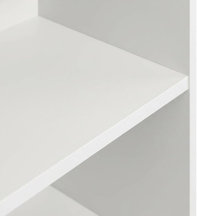 Furnifact 5-Tier Open Shelf Bookcase, Bookshelf, Storage Organizer, White, Durable Wood Construction, Multi-Functional Home Office and Living Room Display
