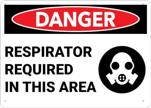 Danger Respirator Required Area Sign Sign Metal Signs 12X8 Inch Rust Free Aluminum,Uv Ink Printing,Durable/Weatherproof Outdoor For Home