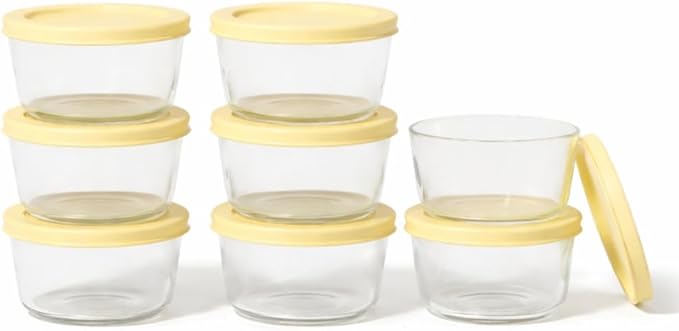 DURA LIVING 16-Piece Glass Food Storage Containers Set (8 Containers + 8 BPA-Free Lids) | 1-Cup, Leakproof | Microwave, Freezer, Oven & Dishwasher Safe | Ideal for Meal Prep & Pantry Organization
