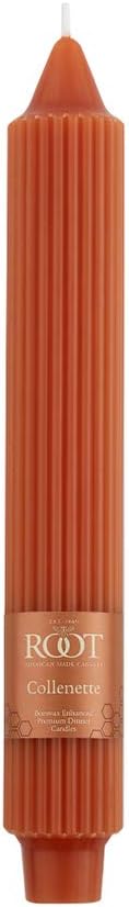 Root Candles 4-Count Unscented Dinner Candles Dripless Beeswax Enhanced Grecian Collenette Boxed Candle Set, 9-Inch, Rust