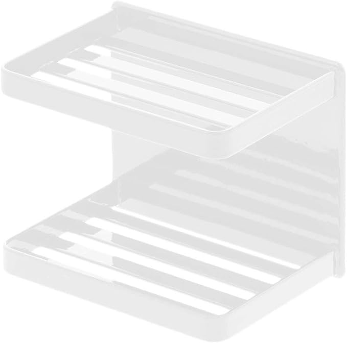 Yamazaki Industries 3809 Magnetic Bathroom Soap Tray, 2 Tiers, White, Approx. W 4.7 x D 3.3 x H 3.9 inches (12 x 8.5 x 10 cm), Tower, Soap Rest, Bathroom Storage