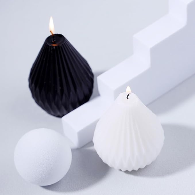 Silicone Candle Molds, 3D Pear Shape Scented Candle Mold, Classic Geometric Design, Colorless, BPA Free, Silicone Molds for Candle Making, DIY, Resin, Wax, Soap, Clay, Chocolate Etc