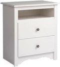 Furnifact White Tall Nightstand, 2 Drawers, Open Shelf, Stylish Bedroom Storage, Durable, Modern Design, Ideal for Compact Spaces