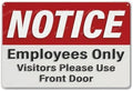 Metal Sign Notice Employees Only Visitors Indoor & Outdoor Use Safety Warning Sign 12""X8"", Acrylic9