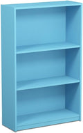 Furnifact Light Blue 3-Tier Adjustable Shelf Bookcase, Made of Wood, Modern Design, Versatile Storage, Easy Assembly