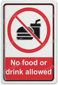 Metal Tin Sign No Food Or Drink Allowed Sign Indoor & Outdoor Use Safety Warning Sign 12""X8"", Acrylic3