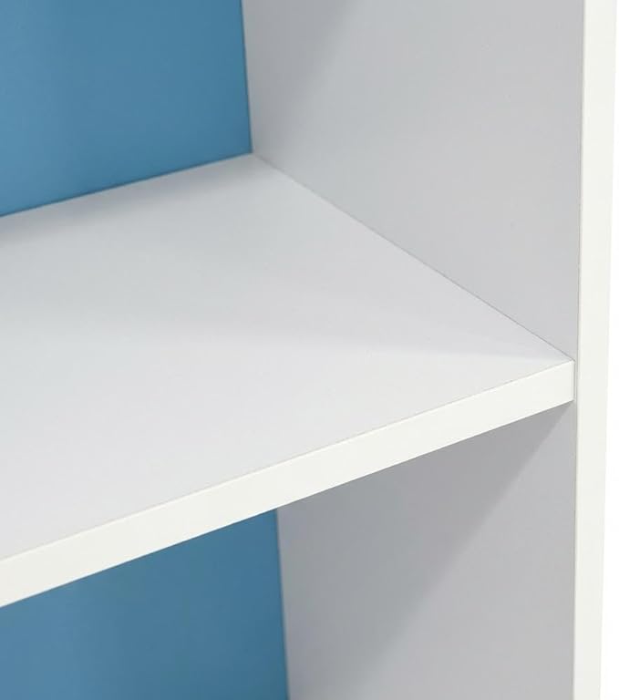 Furnifact White and Light Blue 5-Tier Reversible Open Shelf Bookcase, Durable, Spacious Storage, Versatile for Living Room or Office