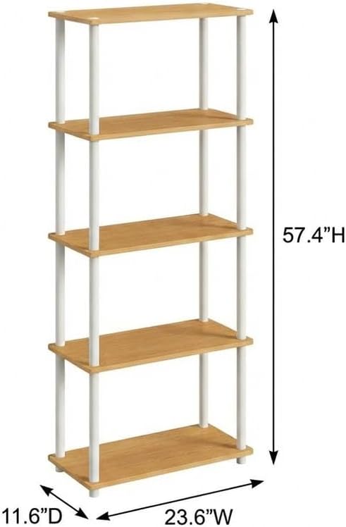 Furnifact Beech White Bookcase with Sturdy Wood Construction, Elegant Design, Ideal for Home or Office Storage, Modern Style