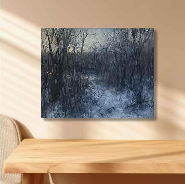 Misty Winter Bare Trees Landscape Paint by Numbers for Adults, Moody Forest DIY Painting Kit, Home Wall Decor 24 Colors 16x20 inch Framed