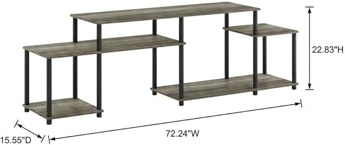 Furnifact French Oak Grey and Black Wood TV Stand for 55 Inch Televisions, Modern Design, Sturdy Construction, Stylish and Functional for Living Room