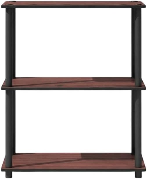 Furnifact Dark Cherry Black Bookcase with Wooden Shelves, Sturdy Construction, Elegant Finish for Home or Office Storage