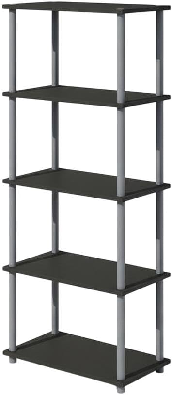 Furnifact Black Grey Bookcase with Sturdy Wooden Construction, Modern Design, Stylish Storage Solution, Suitable for Home or Office Use