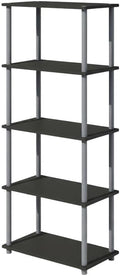 Furnifact Black Grey Bookcase with Sturdy Wooden Construction, Modern Design, Stylish Storage Solution, Suitable for Home or Office Use