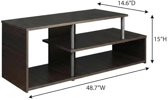Furnifact Espresso Low Rise TV Stand, Sturdy Composite Wood Construction, Modern Design, Ample Storage Space, Ideal for Living Room Entertainment Setup
