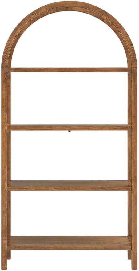 White Large Arched Bookshelf, Engineered Wood Storage Unit with Spacious Shelves and Modern Design for Living Room or Office Use